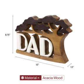 Proud Dad – Hand Carved Wooden Sculpture, Artistic Father’s Day Home Decor
