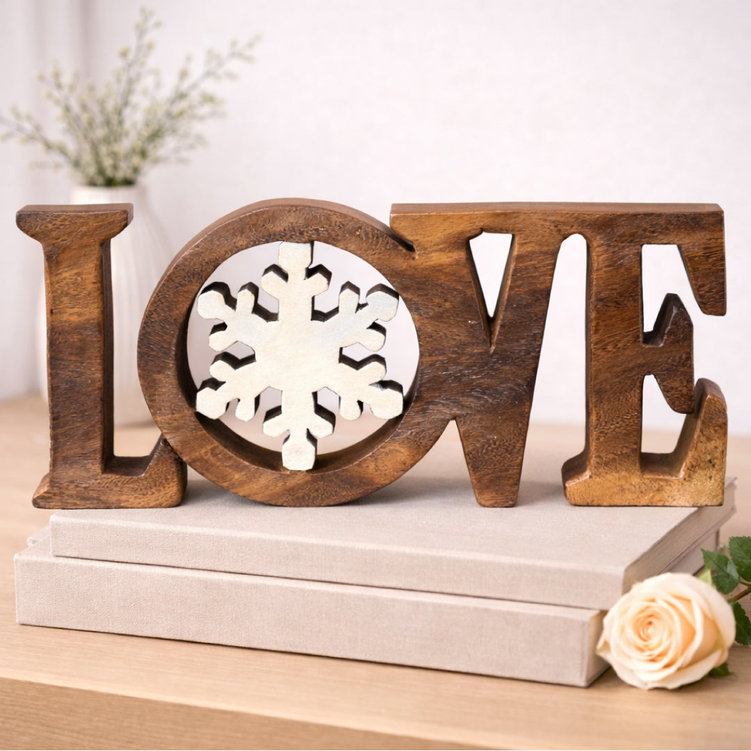 Hand-carved wooden sculpture titled "Endless Love" by LAY031, decorative wooden décor for home art, featuring intricate craftsmanship.