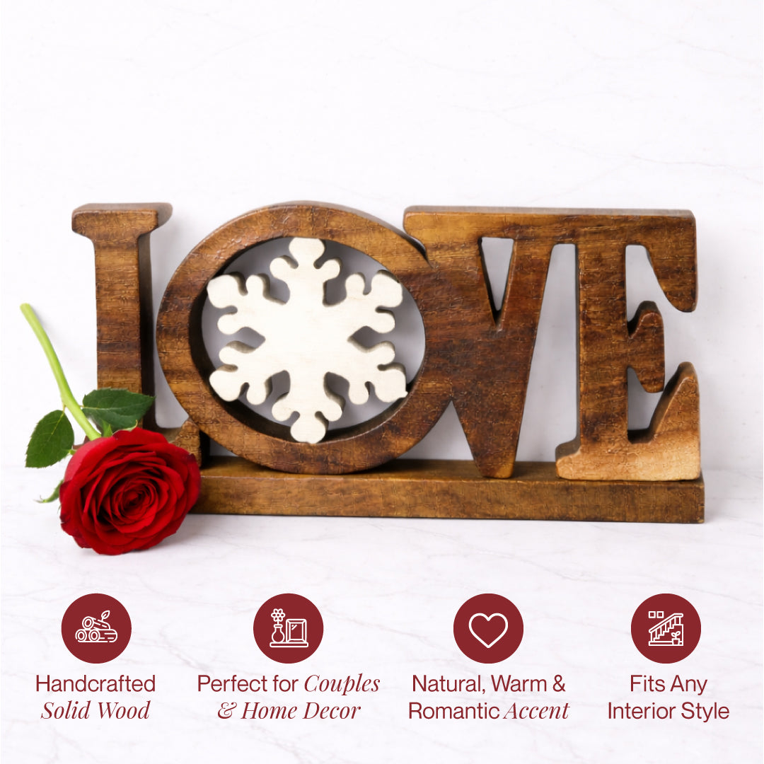 Hand-carved wooden sculpture titled Endless Love by LAY031, featuring intricate details in a handmade decorative wooden décor piece.