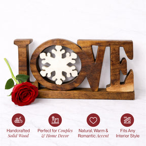 Hand-carved wooden sculpture titled Endless Love by LAY031, featuring intricate details in a handmade decorative wooden décor piece.