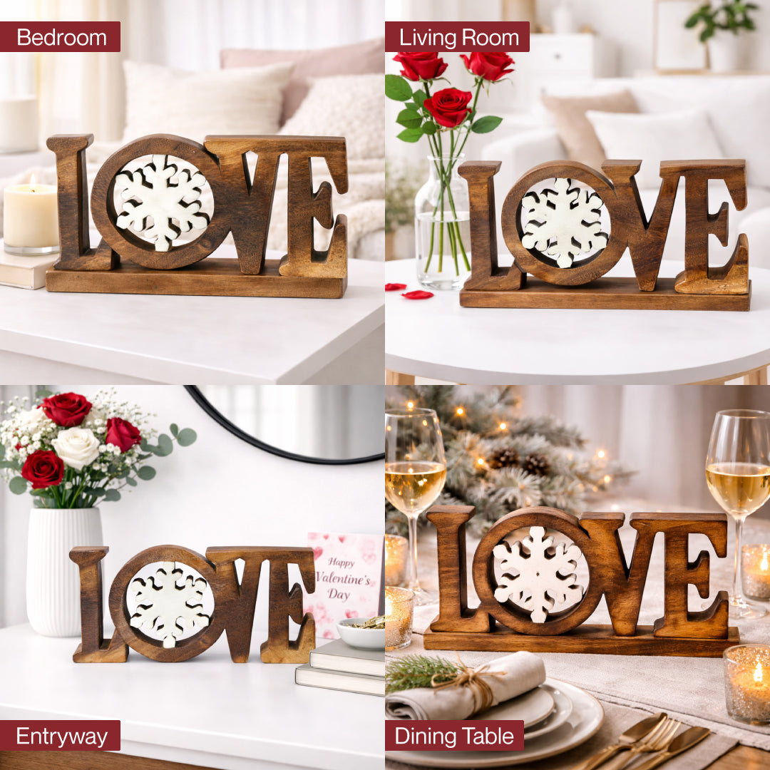 Hand-carved wooden sculpture titled Endless Love by LAY031, decorative wooden décor for home art display.