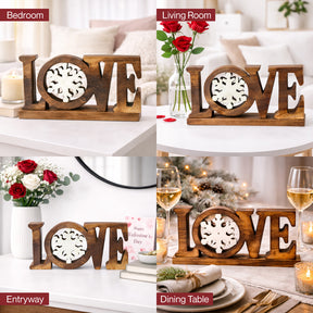 Hand-carved wooden sculpture titled Endless Love by LAY031, decorative wooden décor for home art display.