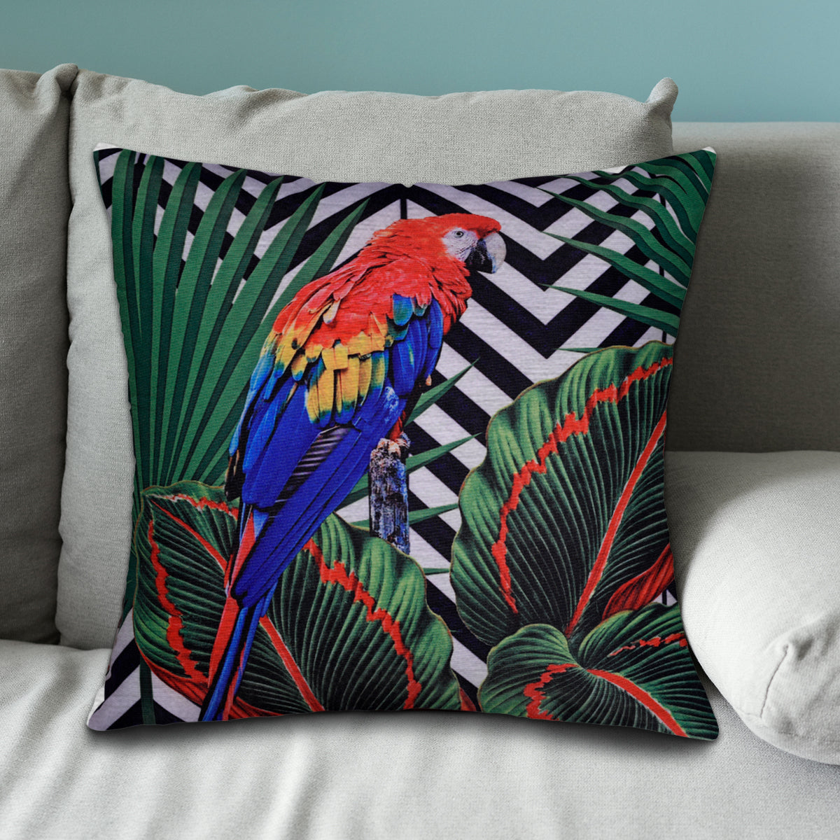Parrots Printed Design Throw Pillow Covers - Set of 2 and 4, 18 x 18 Inches