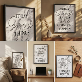Boho Wall Décor - Framed Motivational Wall Art with Marble Aesthetic