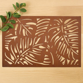 Monstera Leaf Cut Out Leather Placemats - Set of 6