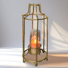 Gold Metal Frame and Glass Candle Holder Lantern