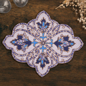 Beaded Placemats Heat-Resistant Table Mats in Blue White