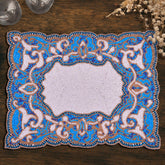 Beaded Placemats Heat-Resistant Table Mats in Blue White