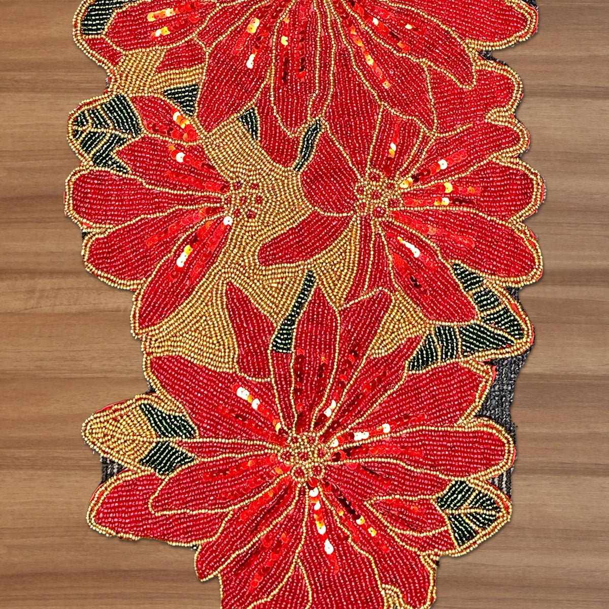 Beaded Table Runner - Christmas Red