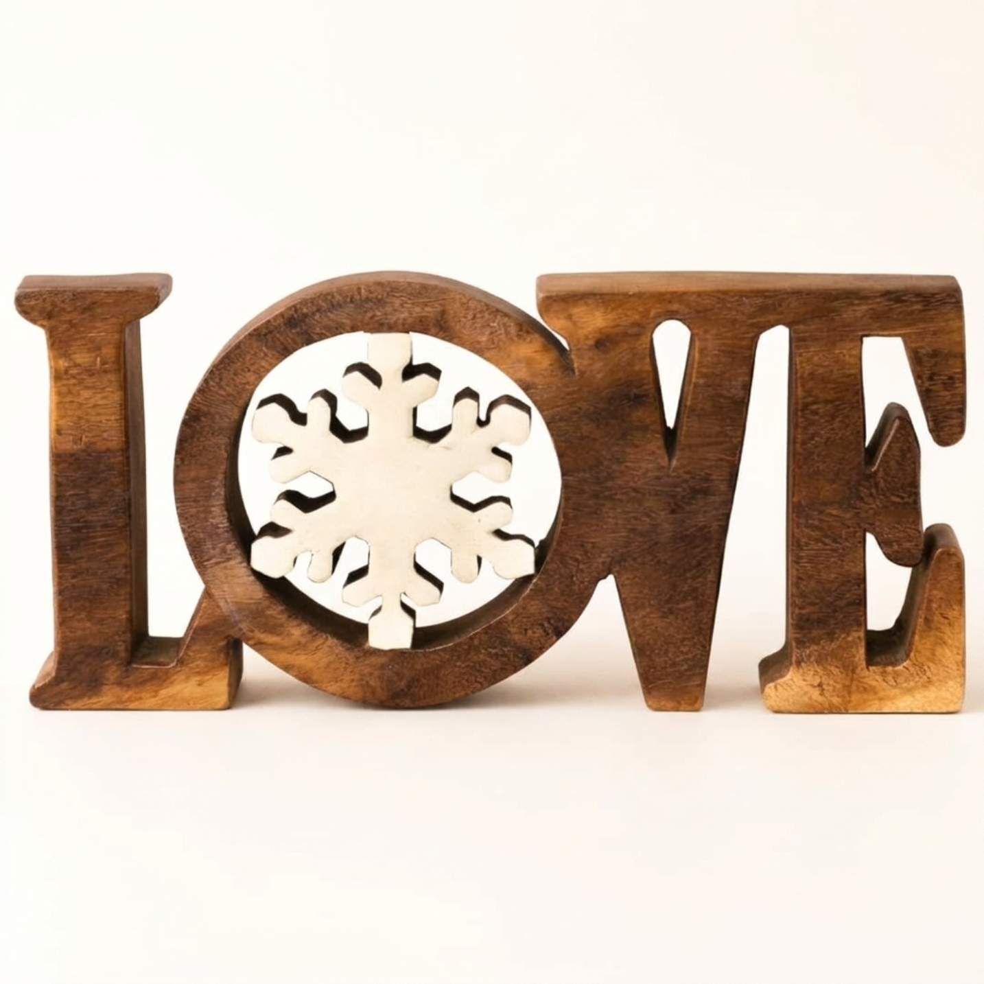 Handmade Wooden Sculpture – Love Word Sign | Solid Acacia Wood Decor