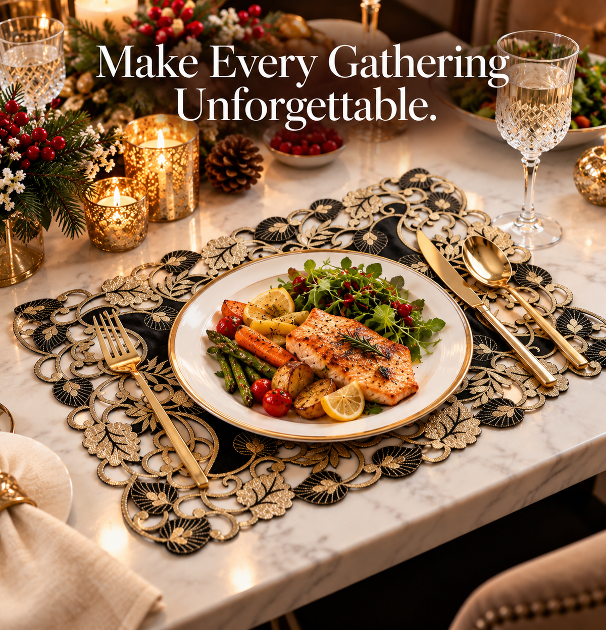 Black Gold Placemats – Midnight Gold, 12x18 Inch
