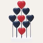 Red Blue White USA Flag Hearts Handmade Wooden Sculpture