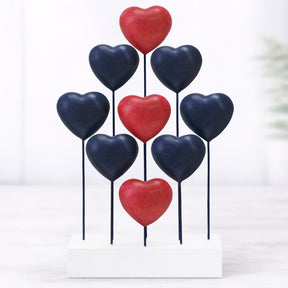Handmade USA flag wooden sculpture featuring liberty hearts, patriotic decor by PAT009A, perfect gift for mom.
