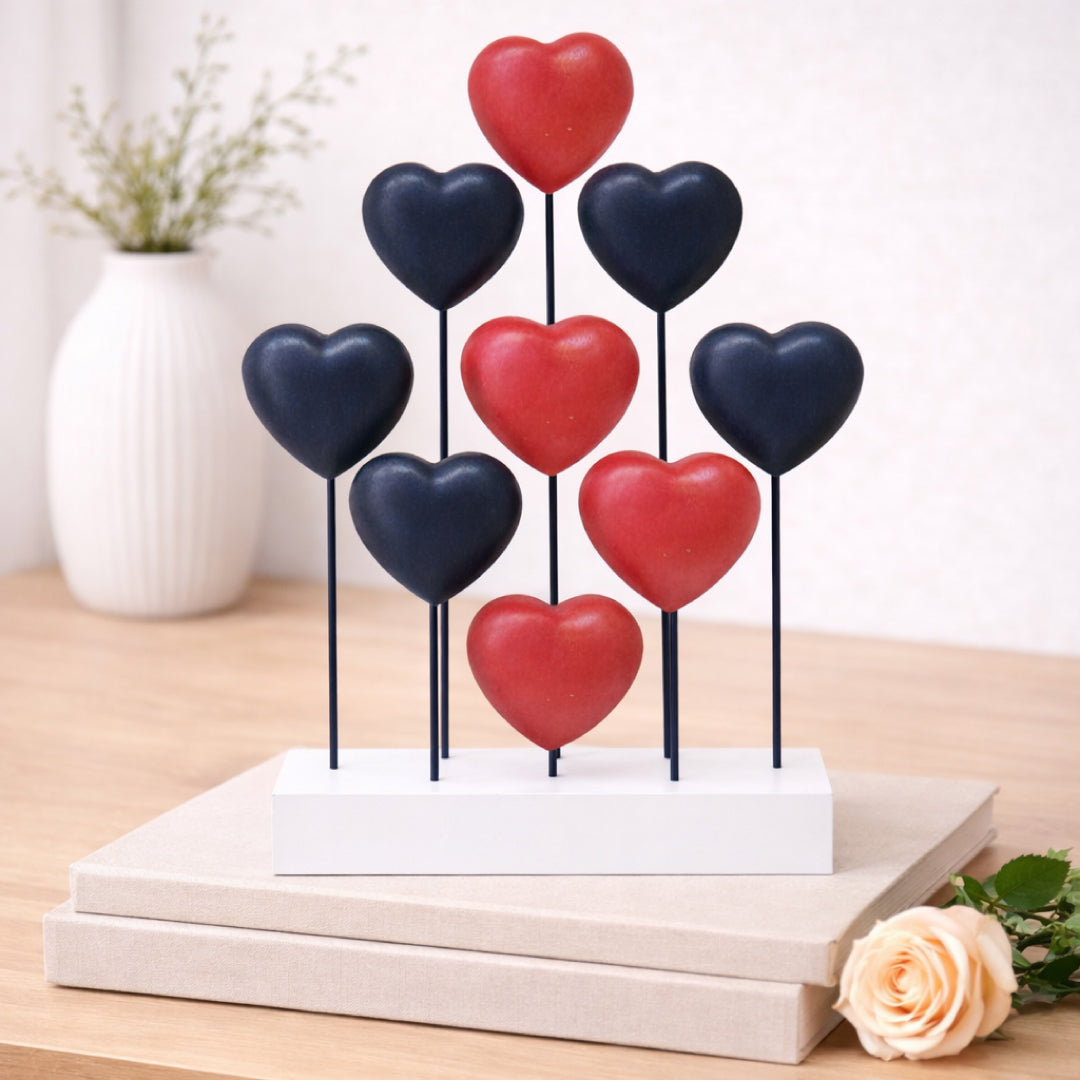 Handmade USA flag wooden sculpture from Liberty Hearts, patriotic decor featuring hearts, ideal as a gift for mom.