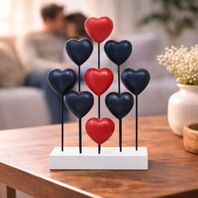 Handmade wooden USA flag heart sculpture, patriotic decor by Liberty Hearts, suitable gift for mom, crafted from natural wood.