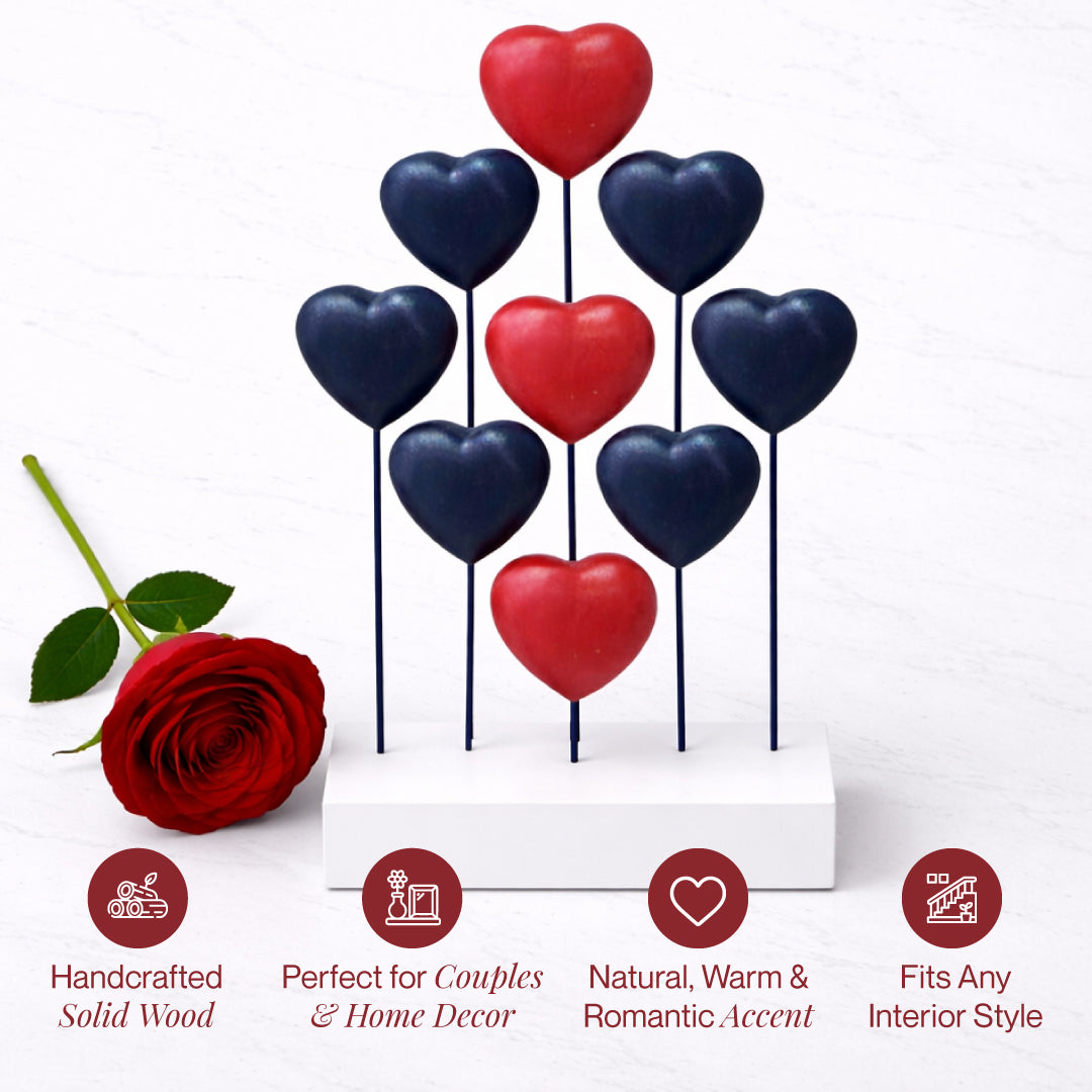 Handmade wooden Liberty Hearts USA flag sculpture, patriotic decor piece with heart details, perfect gift for mom.