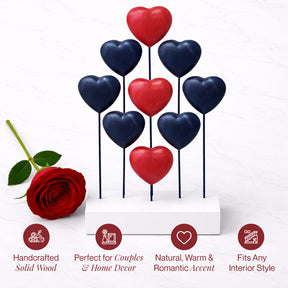 Handmade wooden Liberty Hearts USA flag sculpture, patriotic decor piece with heart details, perfect gift for mom.