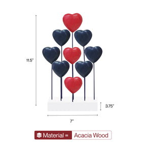 Handmade wooden USA flag heart sculpture, patriotic decor piece by Liberty Hearts, ideal gift for mom, crafted from wood.