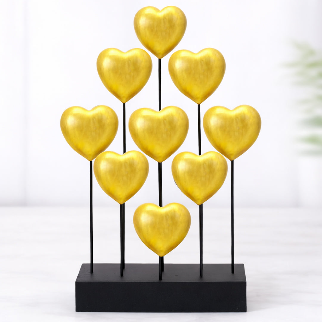 Wooden Heart Sculpture – Handmade Solid Acacia Wood Heart Shaped Decor