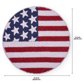 USA Flag Round Beaded Placemats