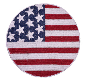 USA Flag Round Beaded Placemats