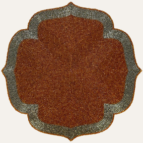 Burnt Orange and Silver Beaded Placemats for Dining Table - 14 Inches Heat Resistant Charger Durable Tablemats