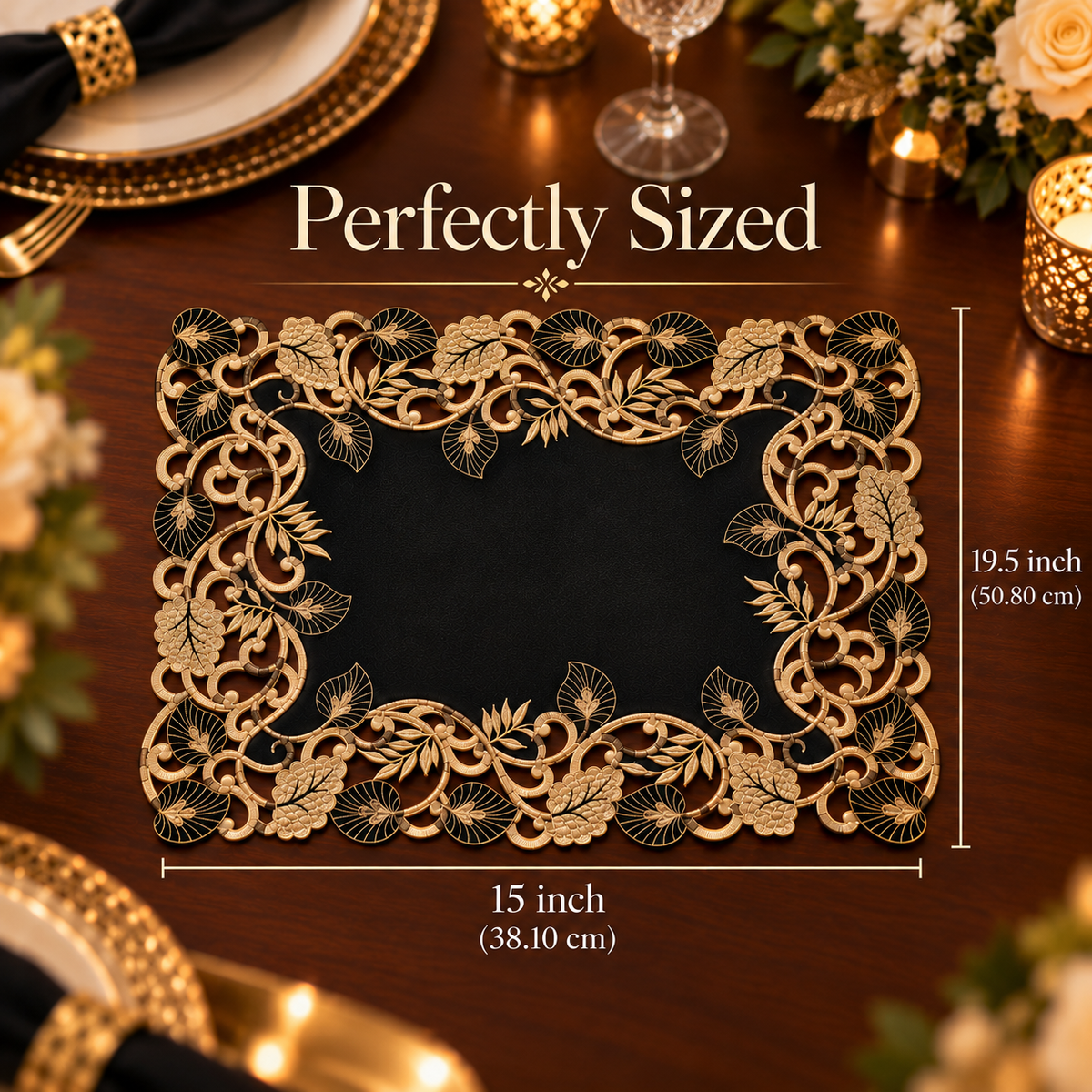 Black Gold Placemats – Midnight Gold, 12x18 Inch