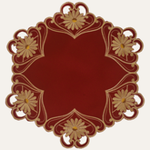 Gold Lace Red Doilies - Round Placemats European Embroidery for Dining Table Home Decor Wedding - 15 inches - The Imperial Red Collection
