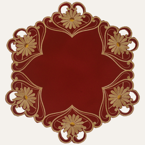 Gold Lace Red Doilies - Round Placemats European Embroidery for Dining Table Home Decor Wedding - 15 inches - The Imperial Red Collection