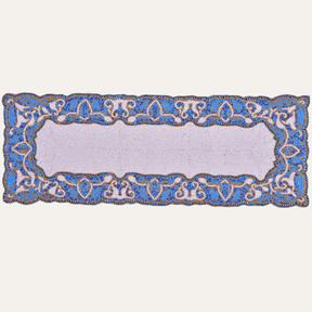 Beaded Table Runner - White Blue 36" x 13"