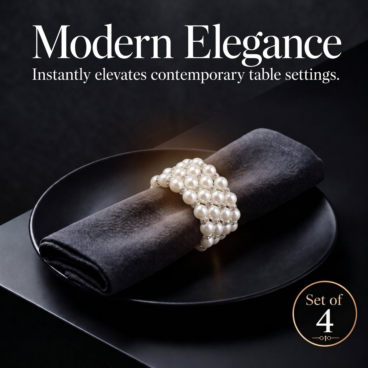 Set of 4 Silver Pearl Napkin Rings – Pearl Majesty