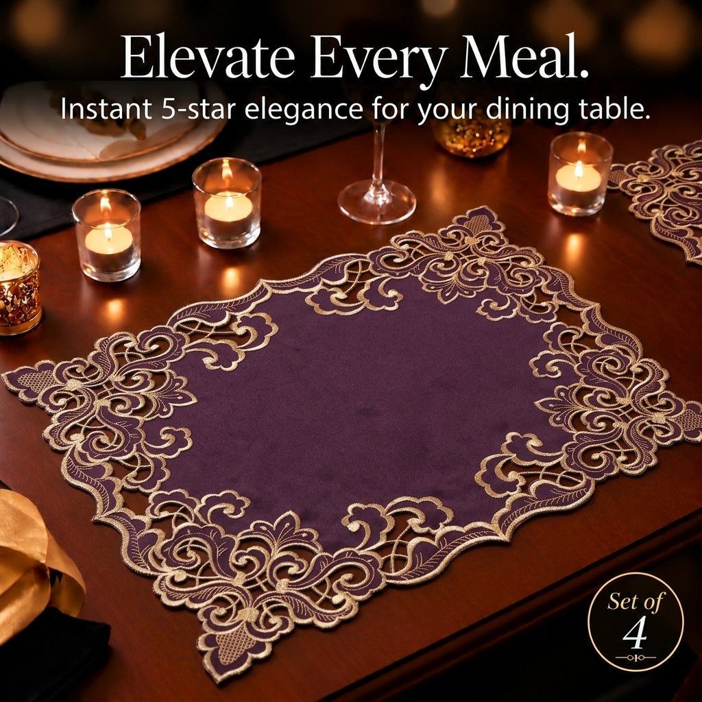 Purple Gold Placemats – Amethyst Haze, 12x18 Inch