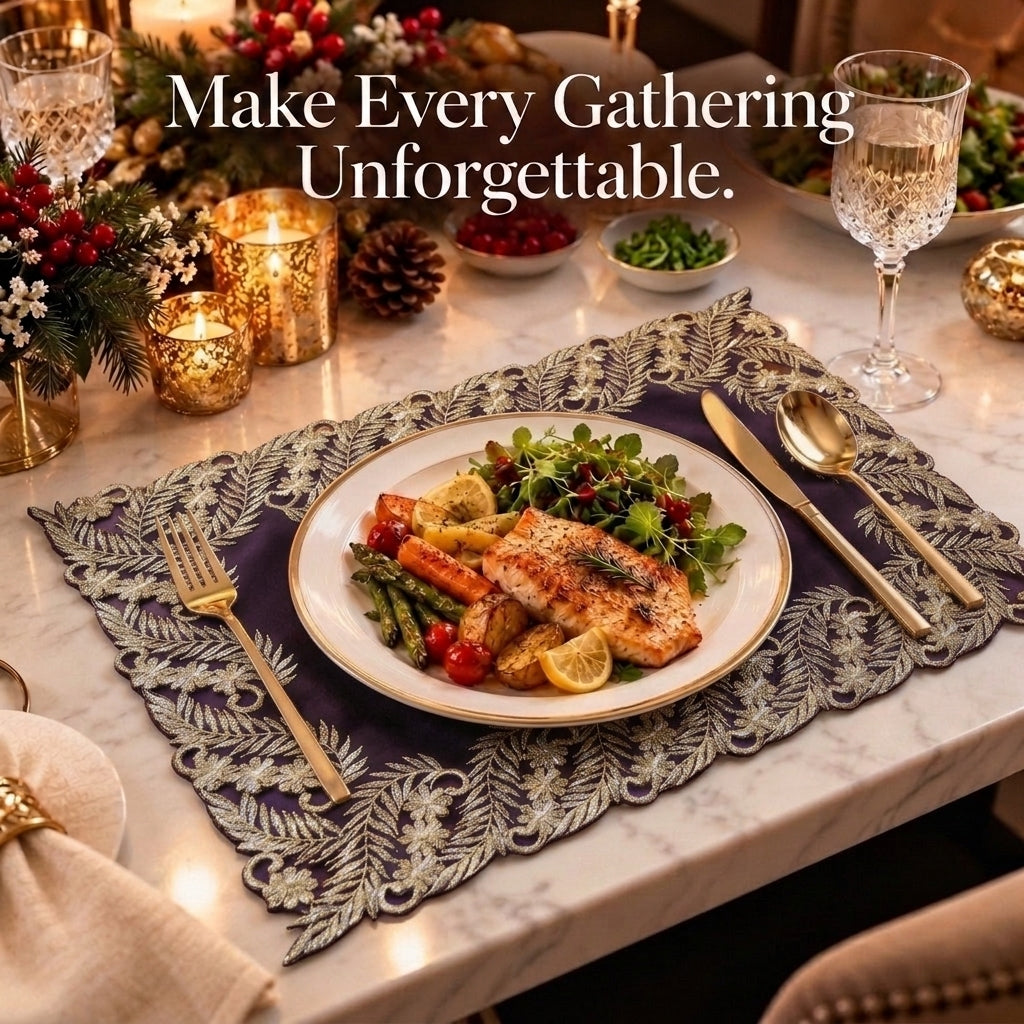 Purple Gold Placemats – Violet Dream, 12x18 Inch