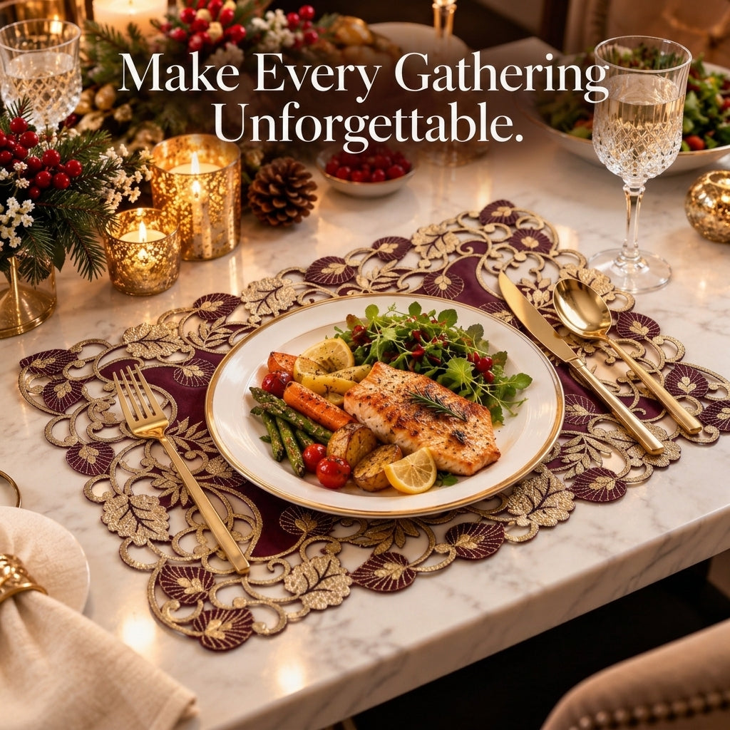 Purple Gold Placemats – Velvet Plum, 12x18 Inch