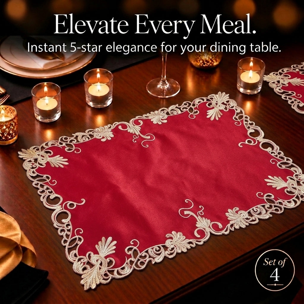 Burgundy Gold Placemats – Burgundy Charm, 12x18 Inch