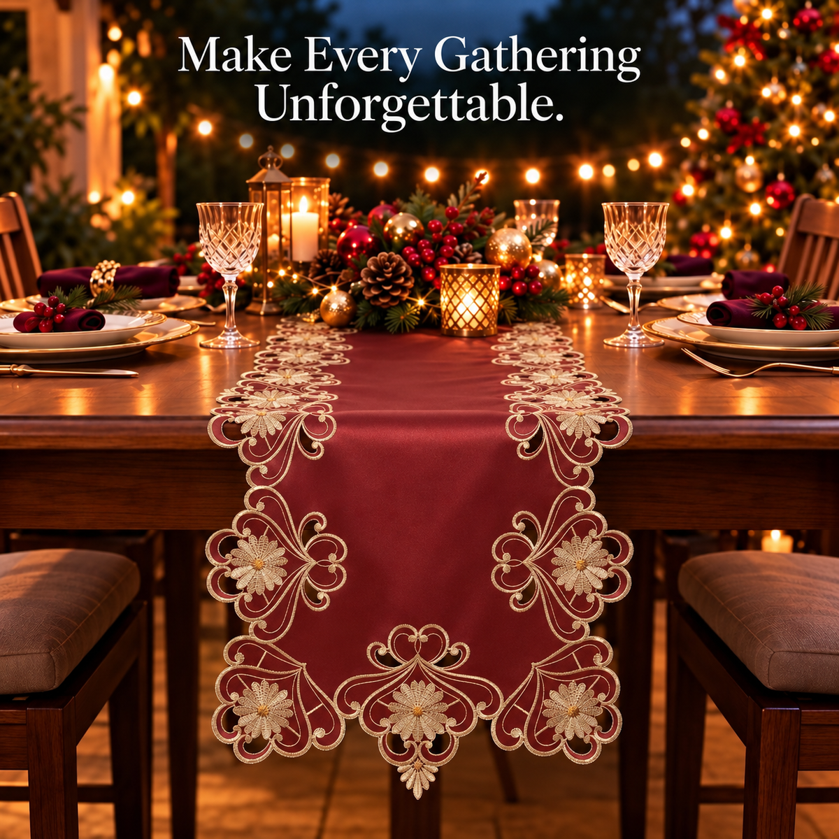 Red Lace Table Runner – Imperial Red, 14x108 Inch