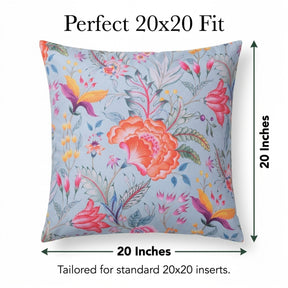 Floral printed throw pillow cover in 20x20 inches by CC-9700-A-4, featuring vibrant floral fabric design.
