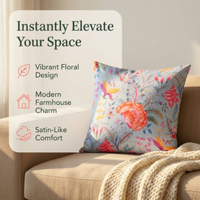 Floral printed throw pillow cover in 20x20 inches with vibrant flower patterns, made by CC-9696-A-4 for decorative home accents