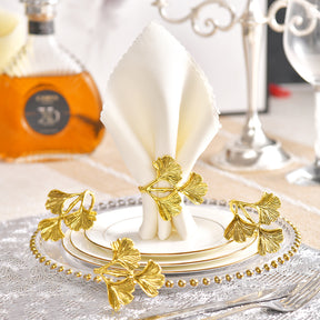 Napkin Rings in Gold Leaf Design - Decozen