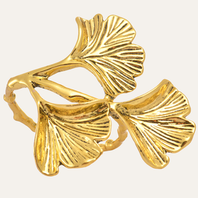Golden Aura – Napkin Rings in Gold Leaf Design, Elegant Decorative Dining Table Décor