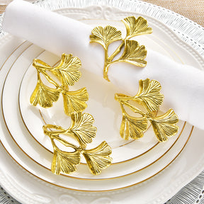 Napkin Rings in Gold Leaf Design - Decozen
