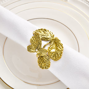 Napkin Rings in Gold Leaf Design - Decozen