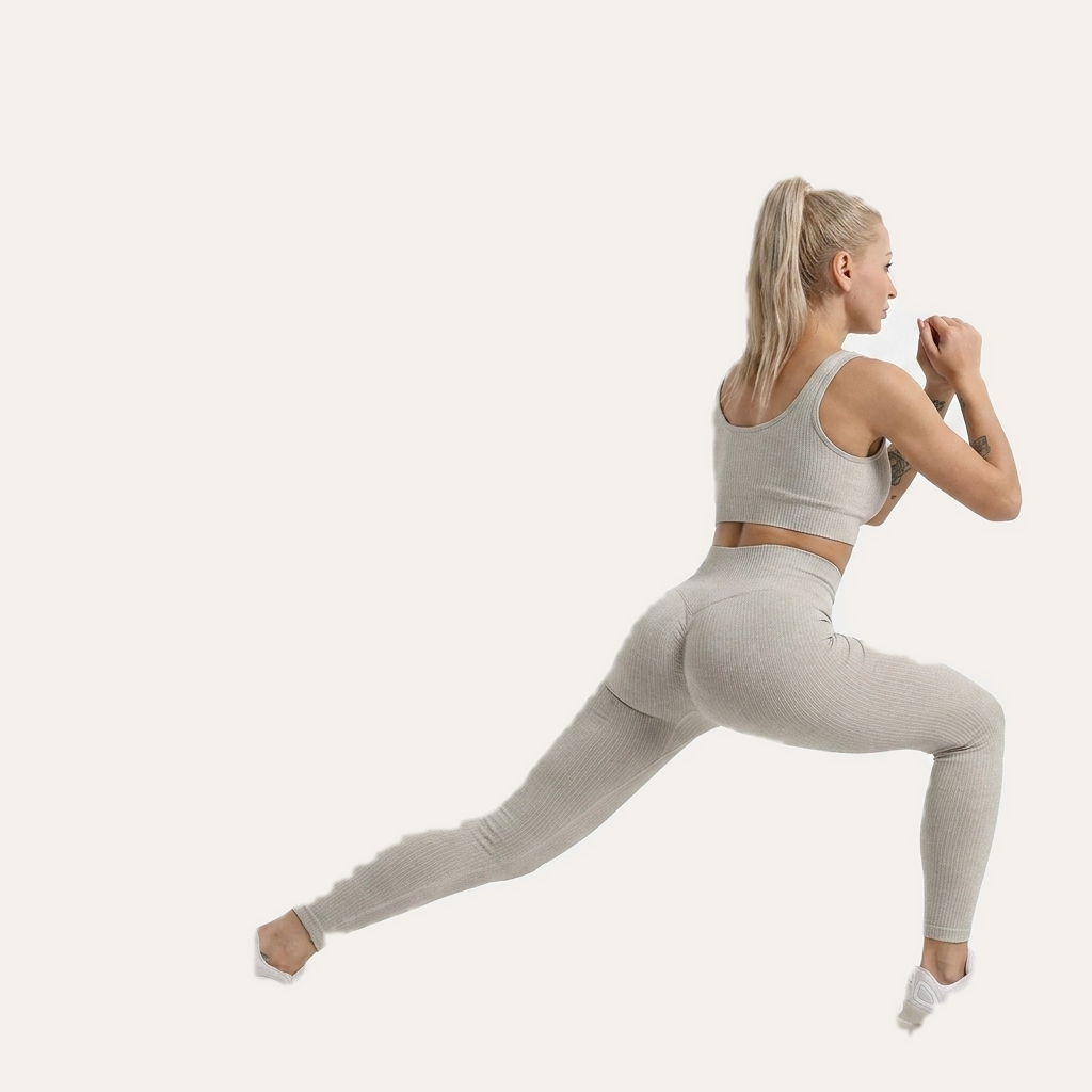 Yogazen Women's Seamless 2-Piece Workout Set – Light Grey