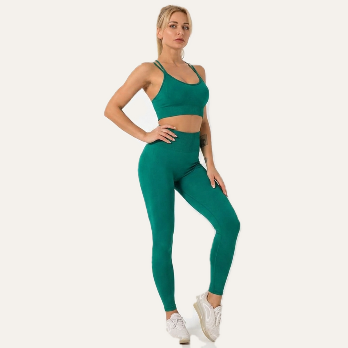 Yogazen Women's Seamless 2-Piece Workout Set – Green