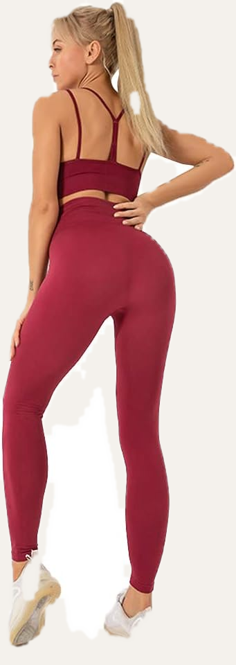 Yogazen Women's Seamless 2-Piece Workout Set – Red