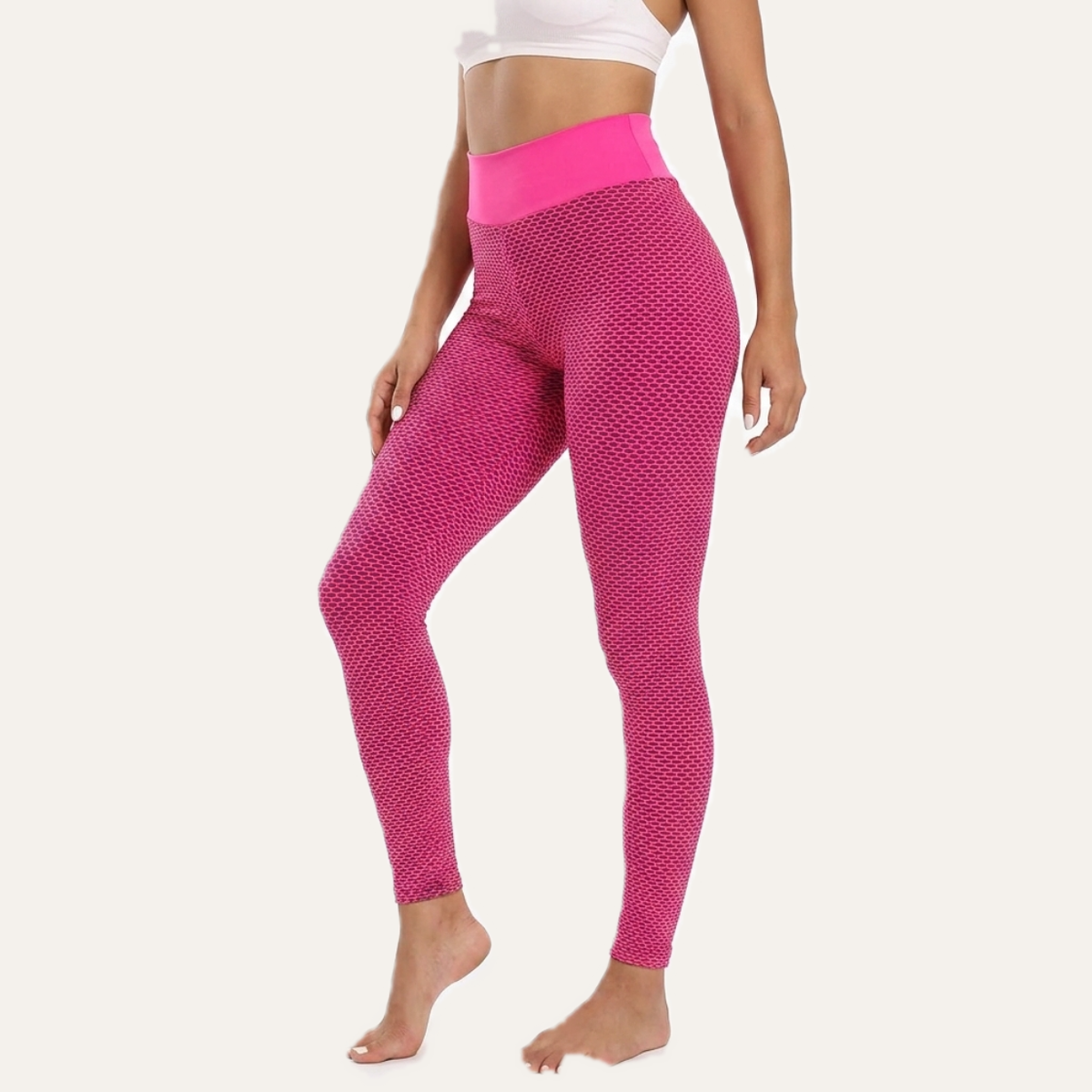 Yogazen Women's High-Waist Capri Leggings – Pink