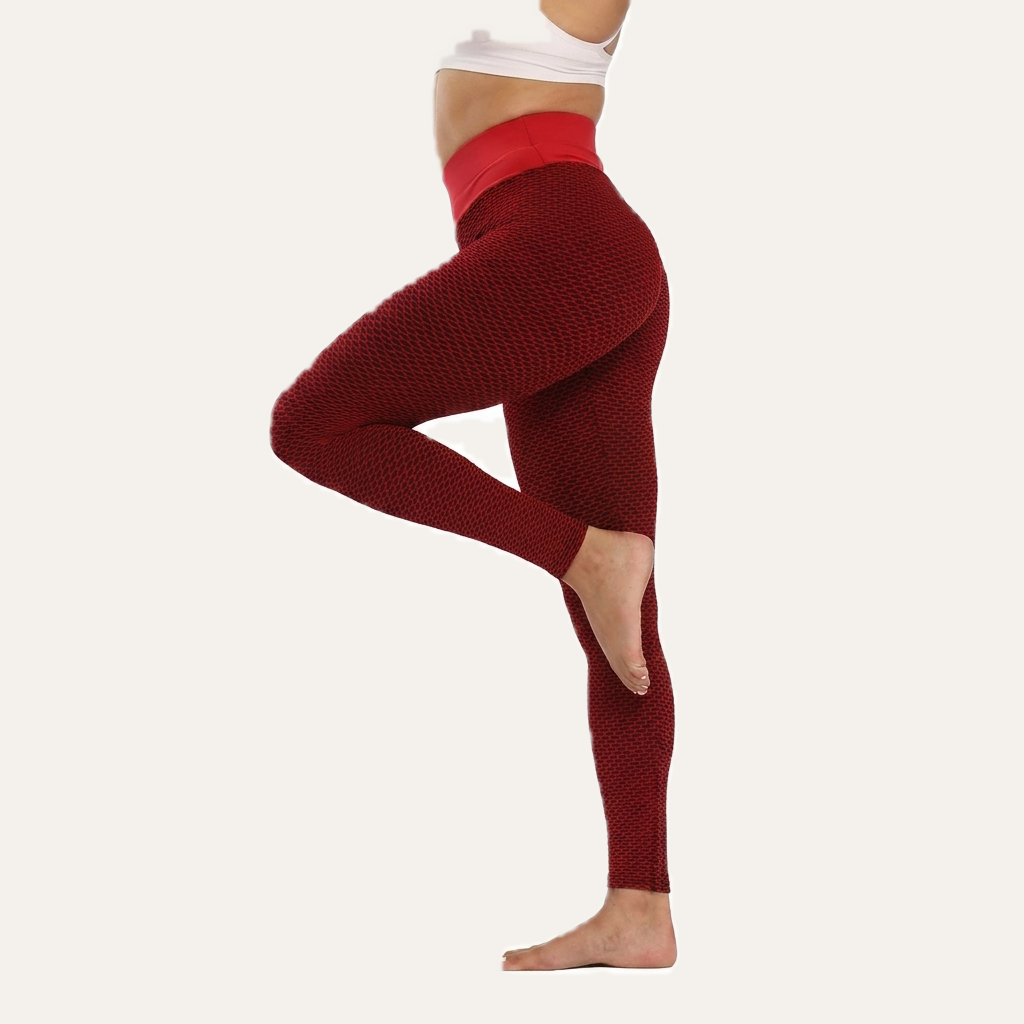 Yogazen Women's High-Waist Capri Leggings – Red
