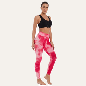 Yogazen Women's High-Waist Printed Capri Leggings – Red/Pink