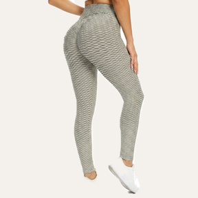 Yogazen Women's High-Waist Textured Scrunch Leggings – Gray/Black