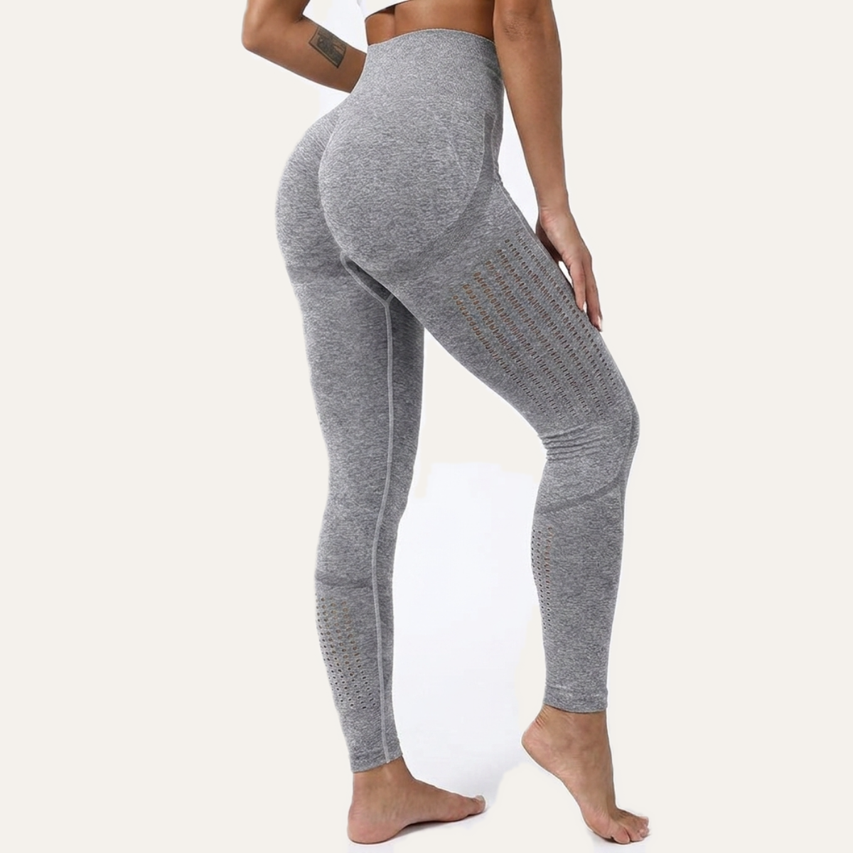 Yogazen Women's High-Waist Seamless Leggings – Light Gray